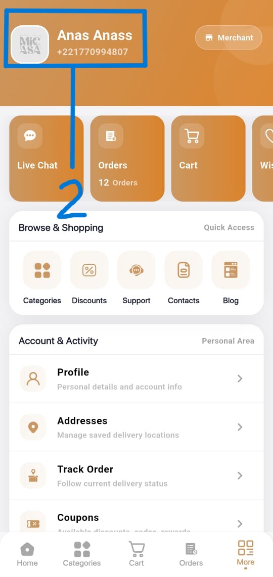 Open your MICASA profile